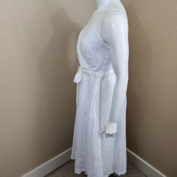 BANANA REPUBLIC NWT White Linen Tie Waist Spaghetti Strap Midi Sundress~Size 0 - Picture 6 of 11
